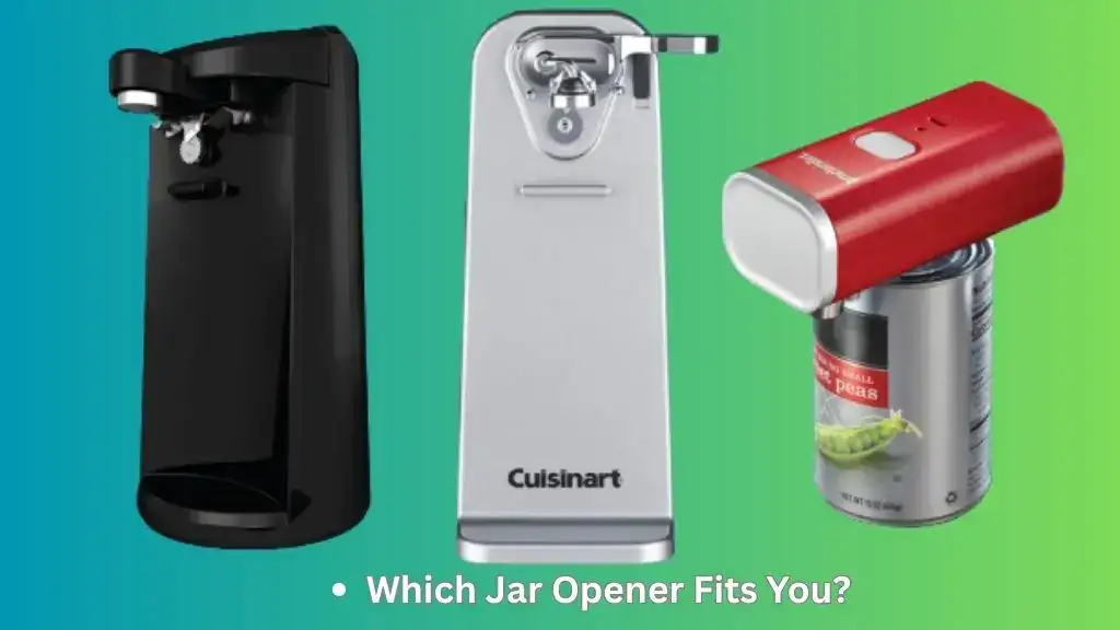 Manual and electric jar openers side by side on a kitchen counter