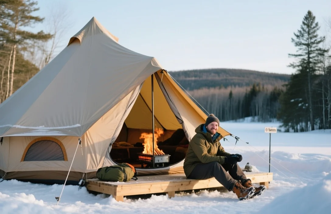 Huttopia Sutton: Heated Tents In The Eastern Townships - Winter glamping heated tents Quebec