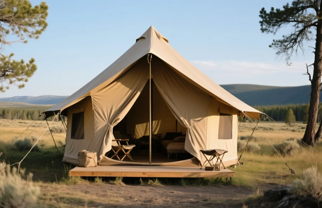 Luxury safari tent glamping Yellowstone