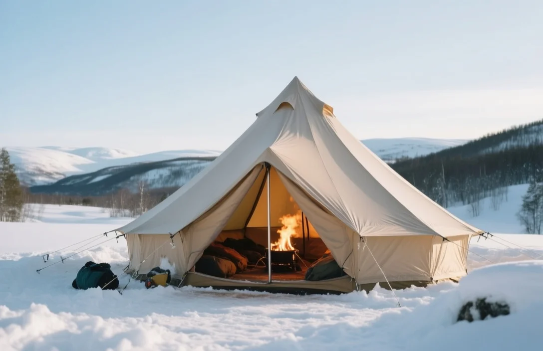 Navigating Norway In Snowy Conditions - Winter glamping heated tents Norway