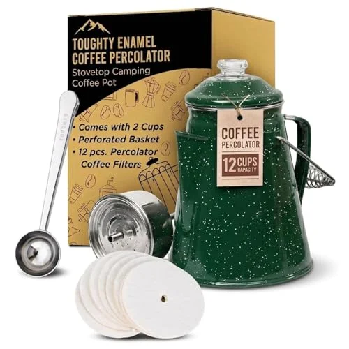 stovetop percolator for open fire camping use