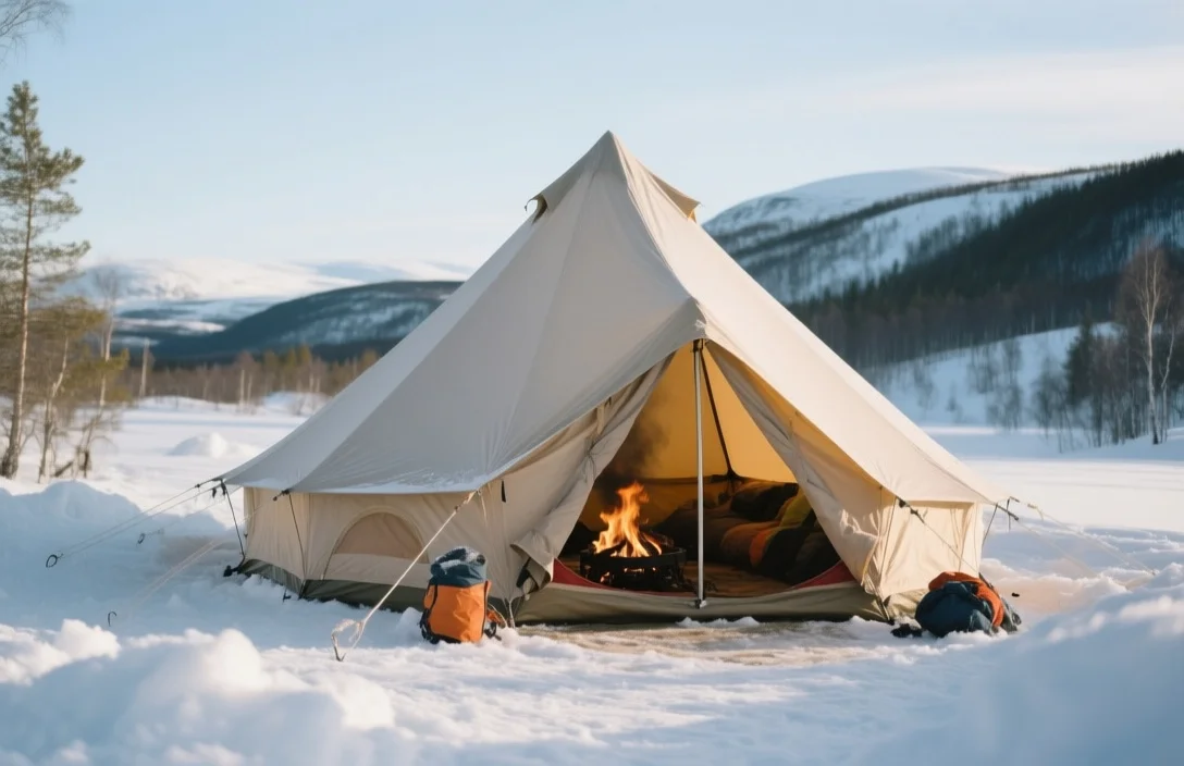 Winter glamping heated tents Norway