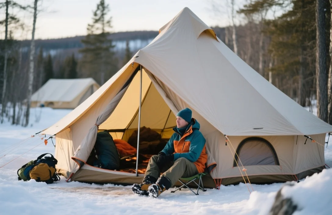 Winter glamping heated tents Quebec