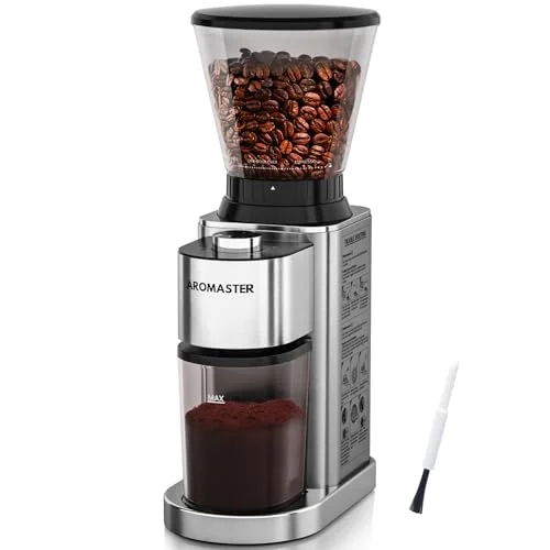 brushed stainless electric burr coffee grinder