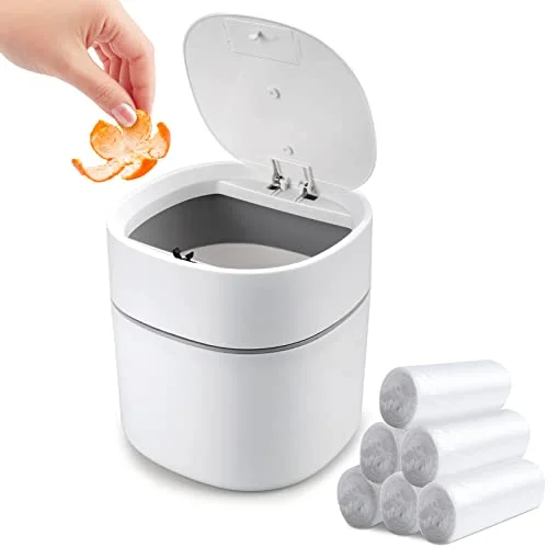 desk trash can with pop up lid