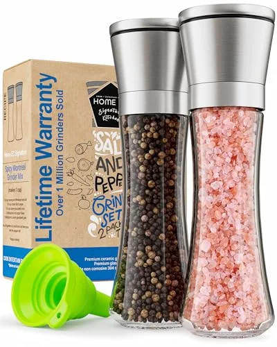 clear glass salt mill for sea salt