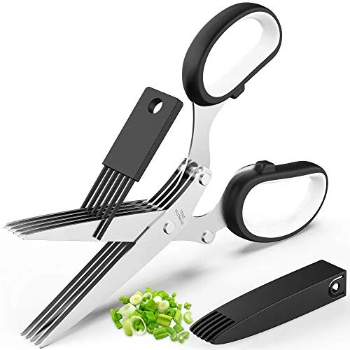 multi blade herb scissors with cleaning comb