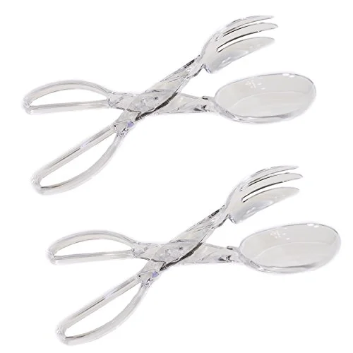 plastic salad bowl and tongs serving set