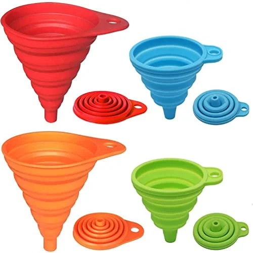 silicone funnel set with measurement markings