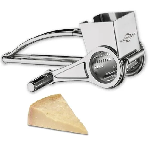 stainless steel rotary cheese grater with handle