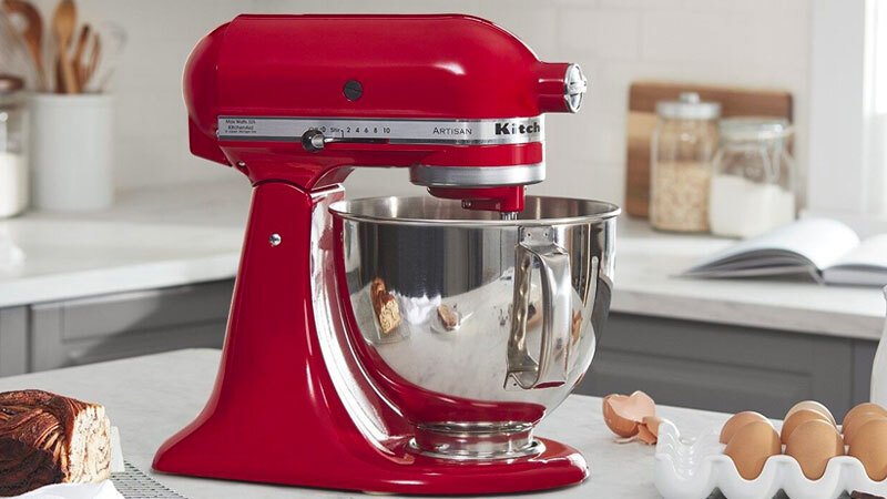 Stand mixer on a kitchen counter during black friday stand mixer deals